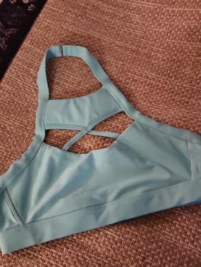 The Chestee Light Blue Strappy Sports Bra